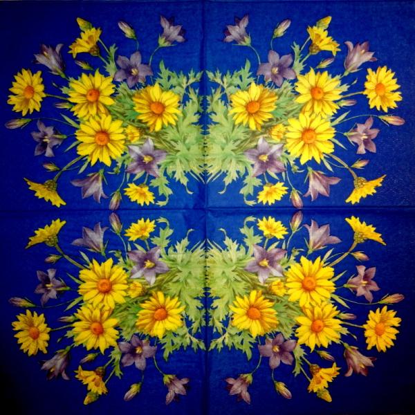 255 Daisies  - 3 ply (blue) - WIDA - 35x35 cm